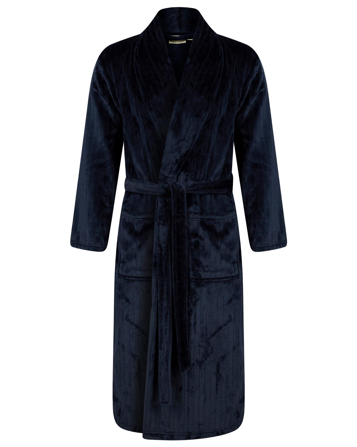 Walker Reid Mens Polished Flannel Fleece Dressing Gown