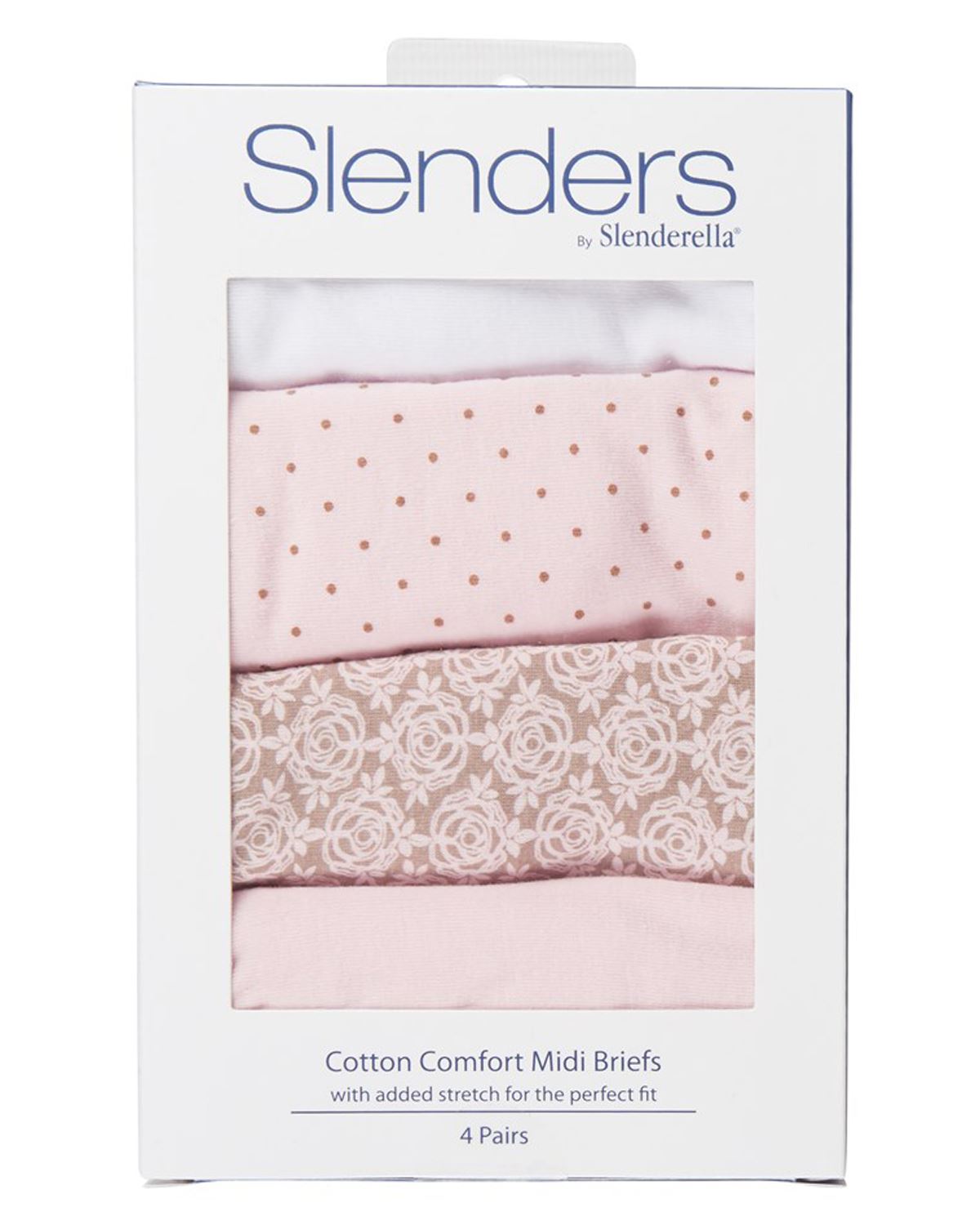 Slenders By Slenderella Womens 4 Pack Cotton Midi Brief