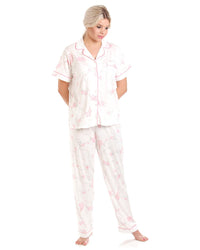 Lady Olga Womens Short Sleeve Jersey Floral Pyjamas