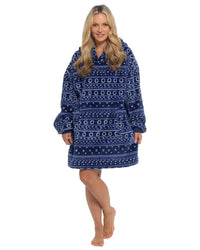 Slumber Hut Adults Navy Fairisle Oversized Snuggle Hoodie