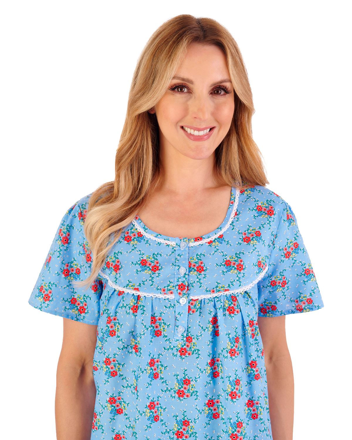 Slenderella Womens 42" Ditsy Floral Print Woven Short Sleeve Nightie