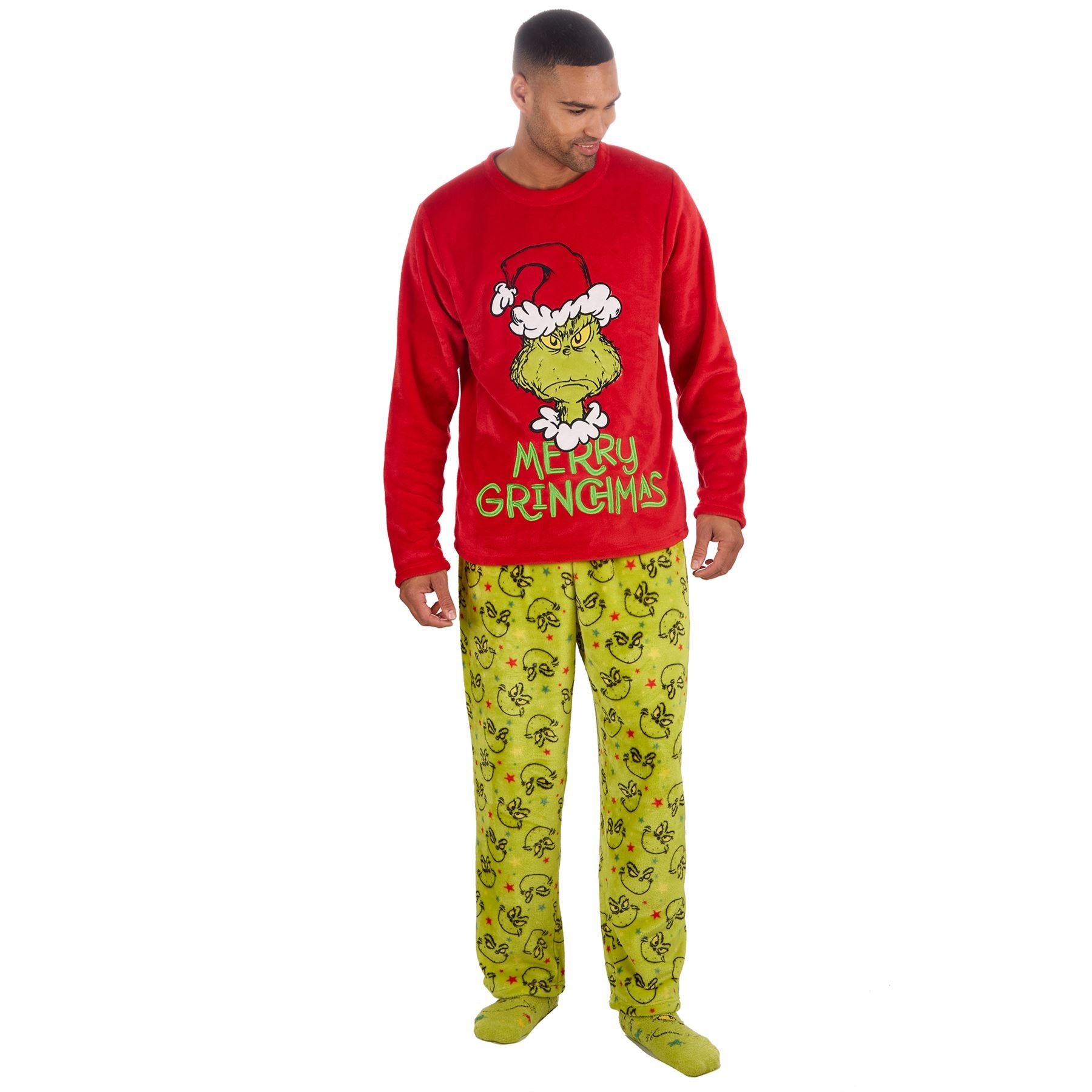 The Grinch Mens Christmas Fleece Pyjamas