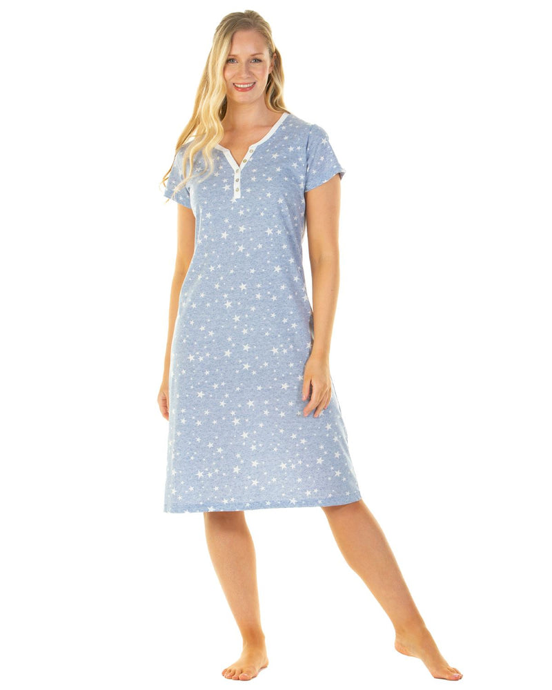 La Marquise Womens Heather Stars Short Sleeve Nightie