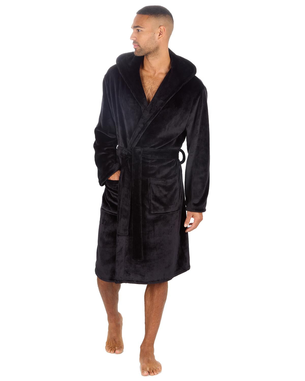 Pierre Roche Mens Polished Hooded Dressing Gown