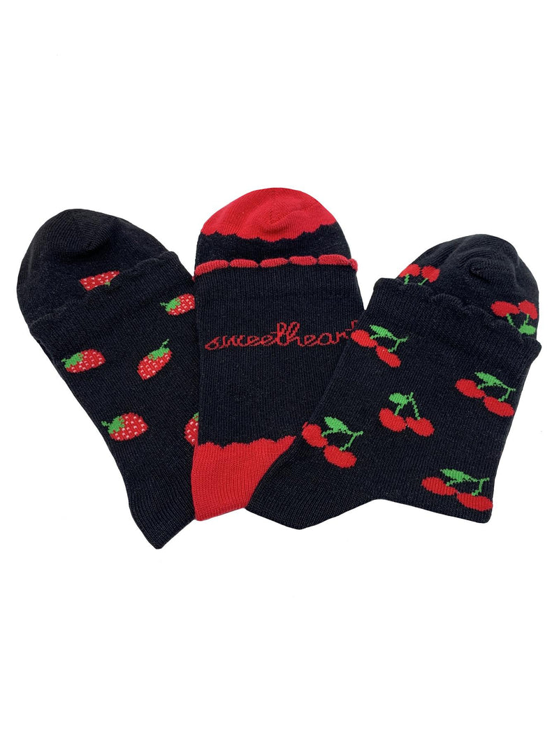 Nice Socks Womens 3 Pack Black Fruit Socks