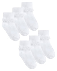 Cottonique 6 Pack Girls Frilly Lace Socks