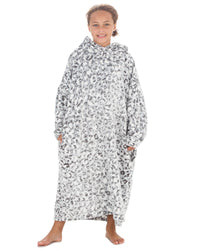 Huggable Girls Snow Leopard Oversized Poncho