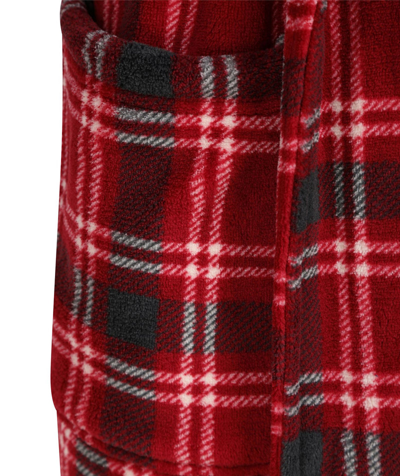 Walker Reid Mens Check Coral Fleece Dressing Gown