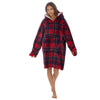 Huggable Womens Red Check Oversized Hoodie