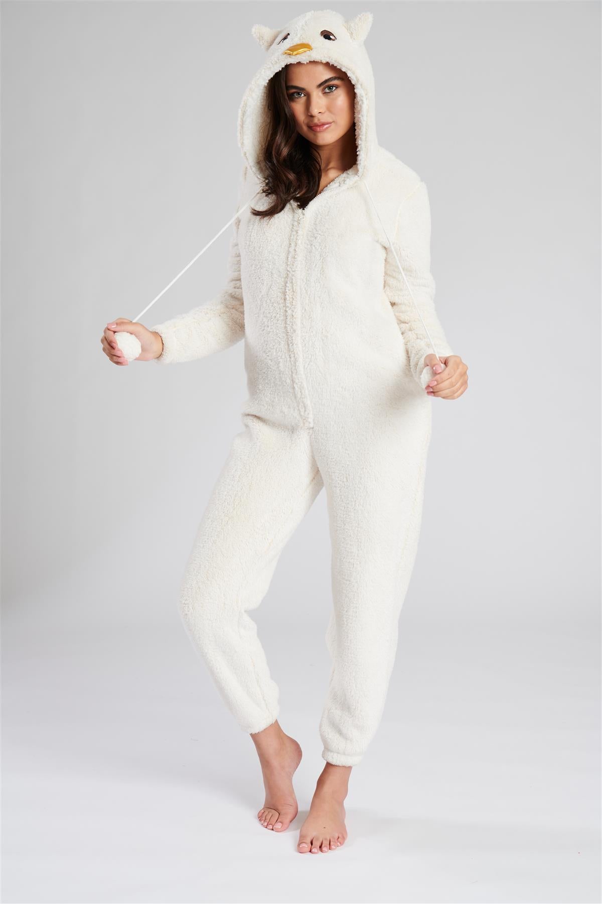 Loungeable Womens Cream Owl Snow Tip Onesie