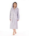 Slenderella Womens Chevron Fleece Hooded Dressing Gown