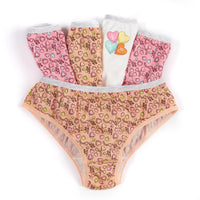 5 Pairs Girls Pink Heart Cotton Knickers