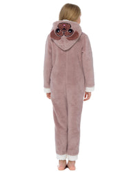 Slumber Hut Girls Shaggy Fleece Pug Onesie