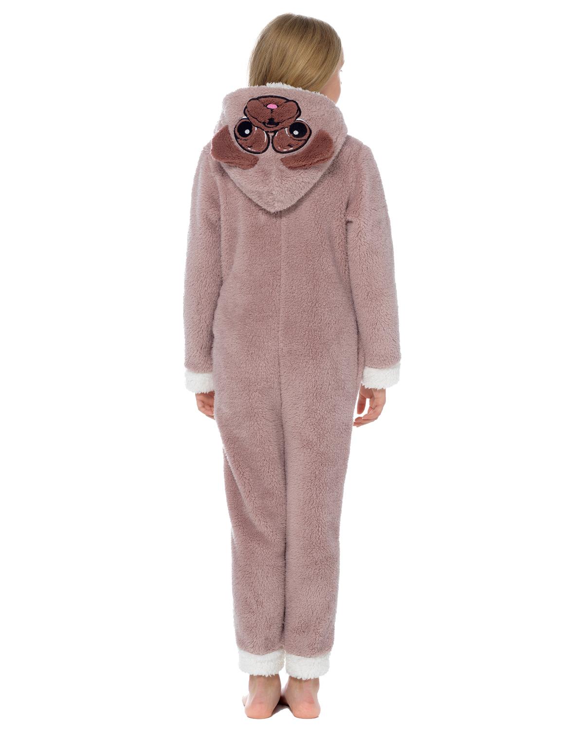 Slumber Hut Girls Shaggy Fleece Pug Onesie