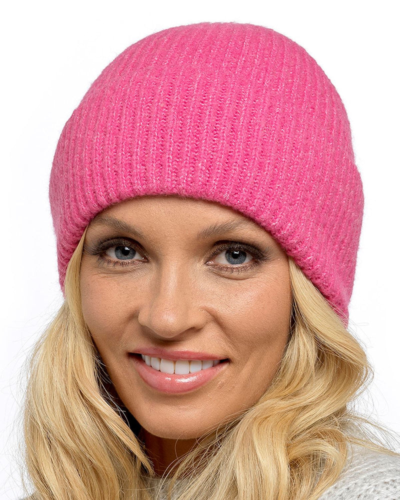 Foxbury Womens Ribbed Turn Up Beanie Hat