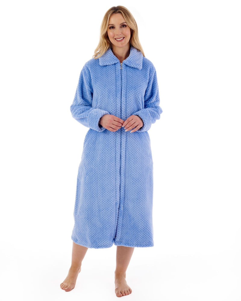 Slenderella Womens 46" Waffle Fleece Zip Dressing Gown