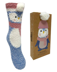 Bramble Womens Penguin Fluffy Socks Gift Box