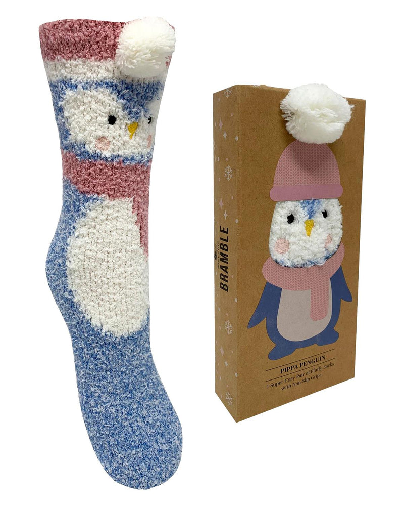 Bramble Womens Penguin Fluffy Socks Gift Box