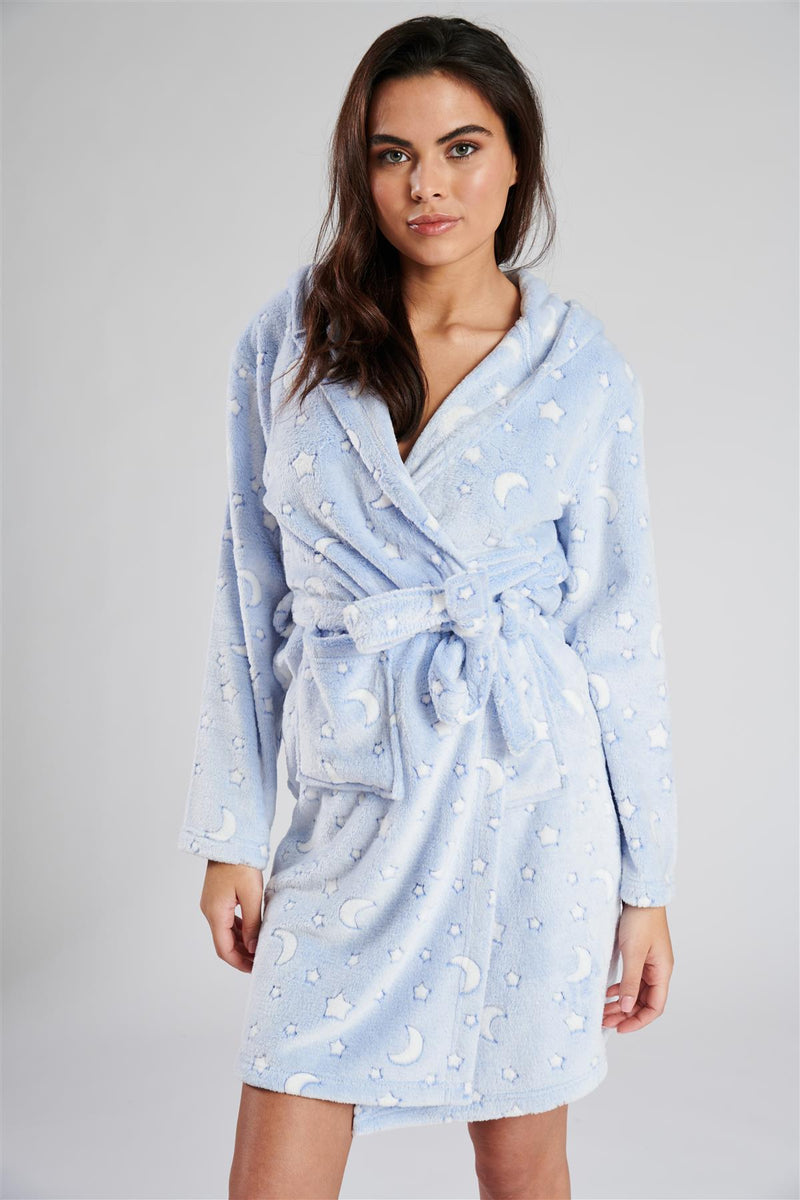 Loungeable Womens Moon & Star Print Dressing Gown