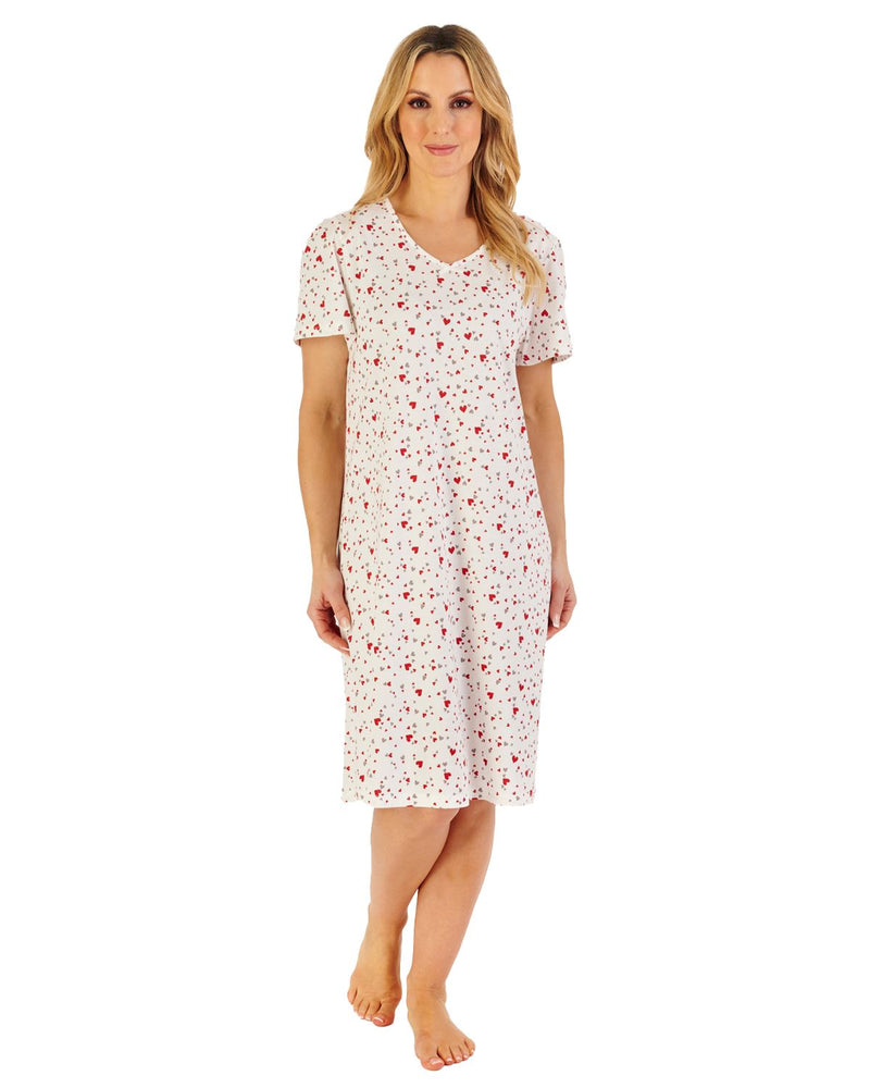 Slenderella Womens Printed Short Sleeve Jersey Nightie