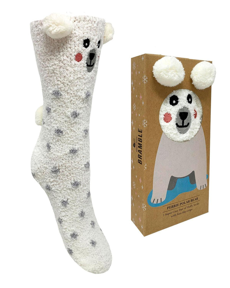 Bramble Womens Polar Bear Fluffy Socks Gift Box