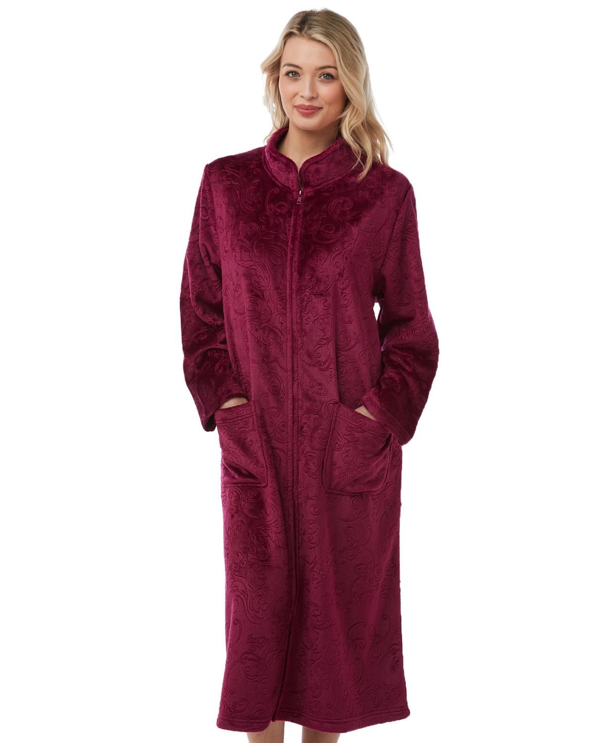 Lady Olga Womens Embossed Zip Dressing Gown