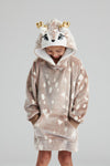 Girls Reindeer Fleece Snuggle Hoodie