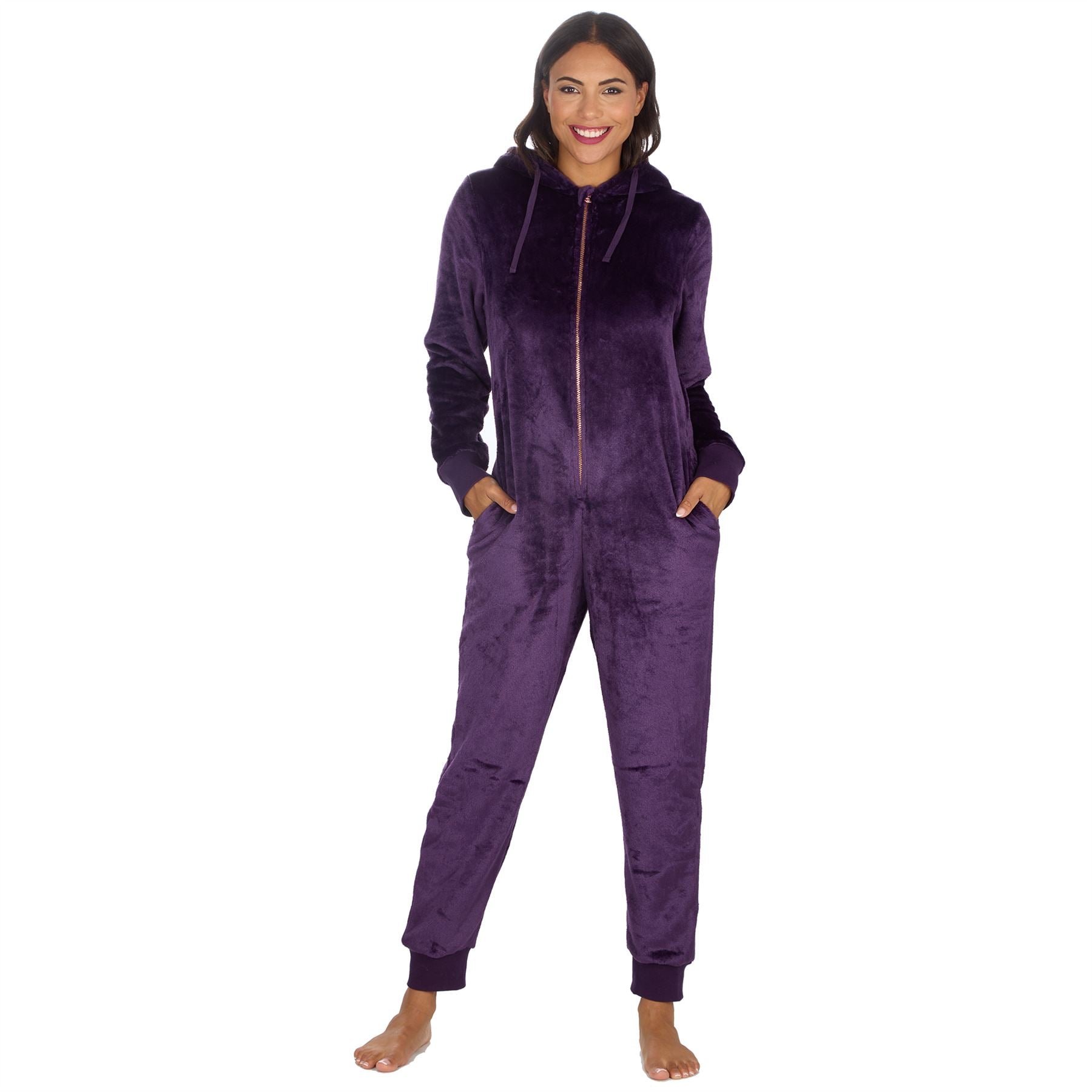 Womens Polished Fleece Hooded Onesie