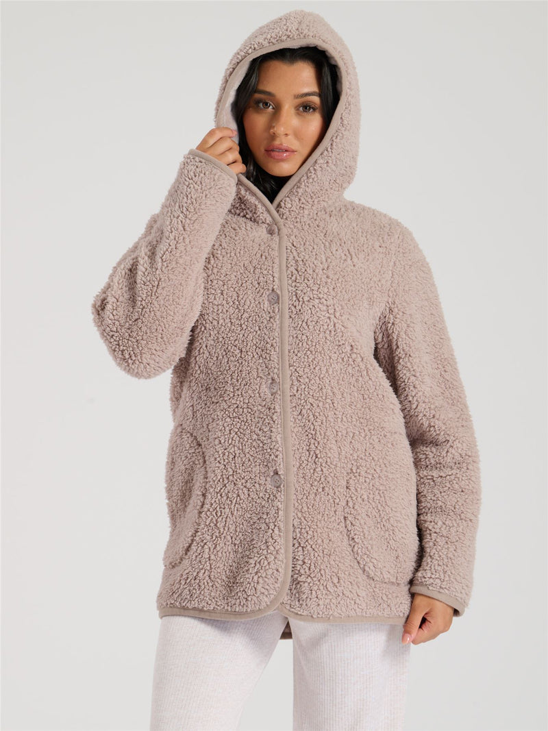 Loungeable Womens Button Snuggle Fleece Cardigan