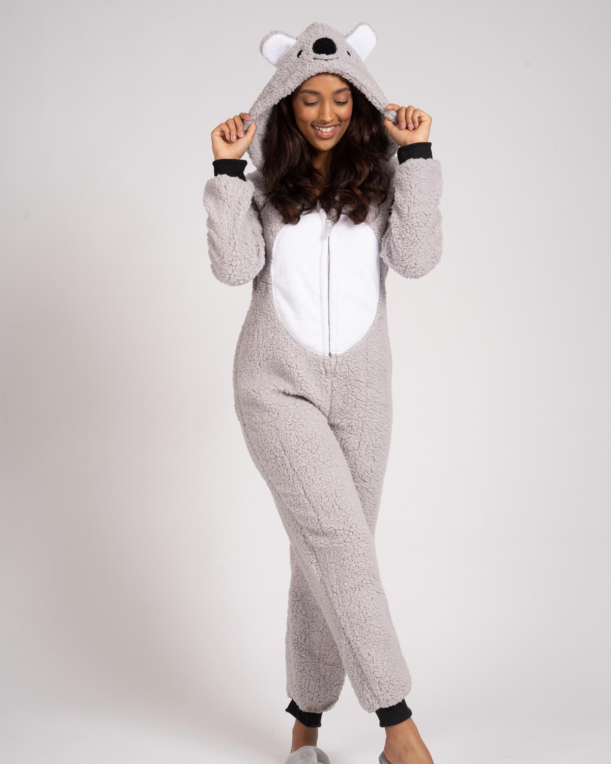 Loungeable Womens Grey Sherpa Koala Onesie Slumber Hut