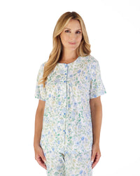 Slenderella Womens Trailing Floral Short Sleeve Button Pyjamas