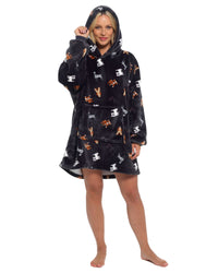 Slumber Hut Womens Dog Print Oversized Snuggle Hoodie