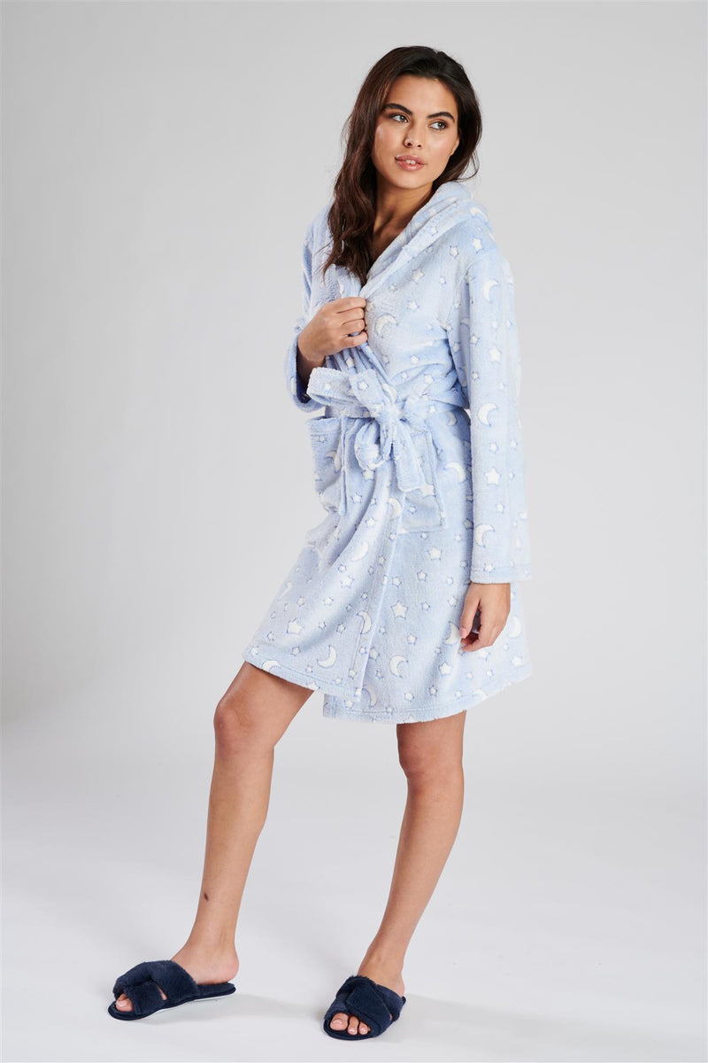 Loungeable Womens Moon & Star Print Dressing Gown