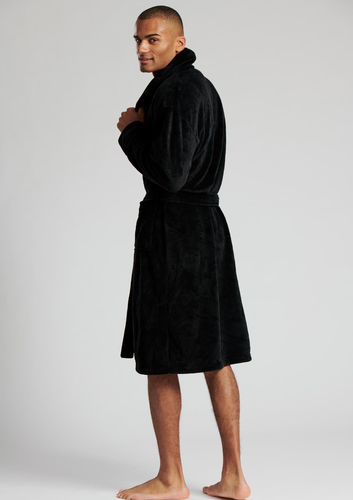 Loungeable Mens Shawl Collar Fleece Dressing Gown