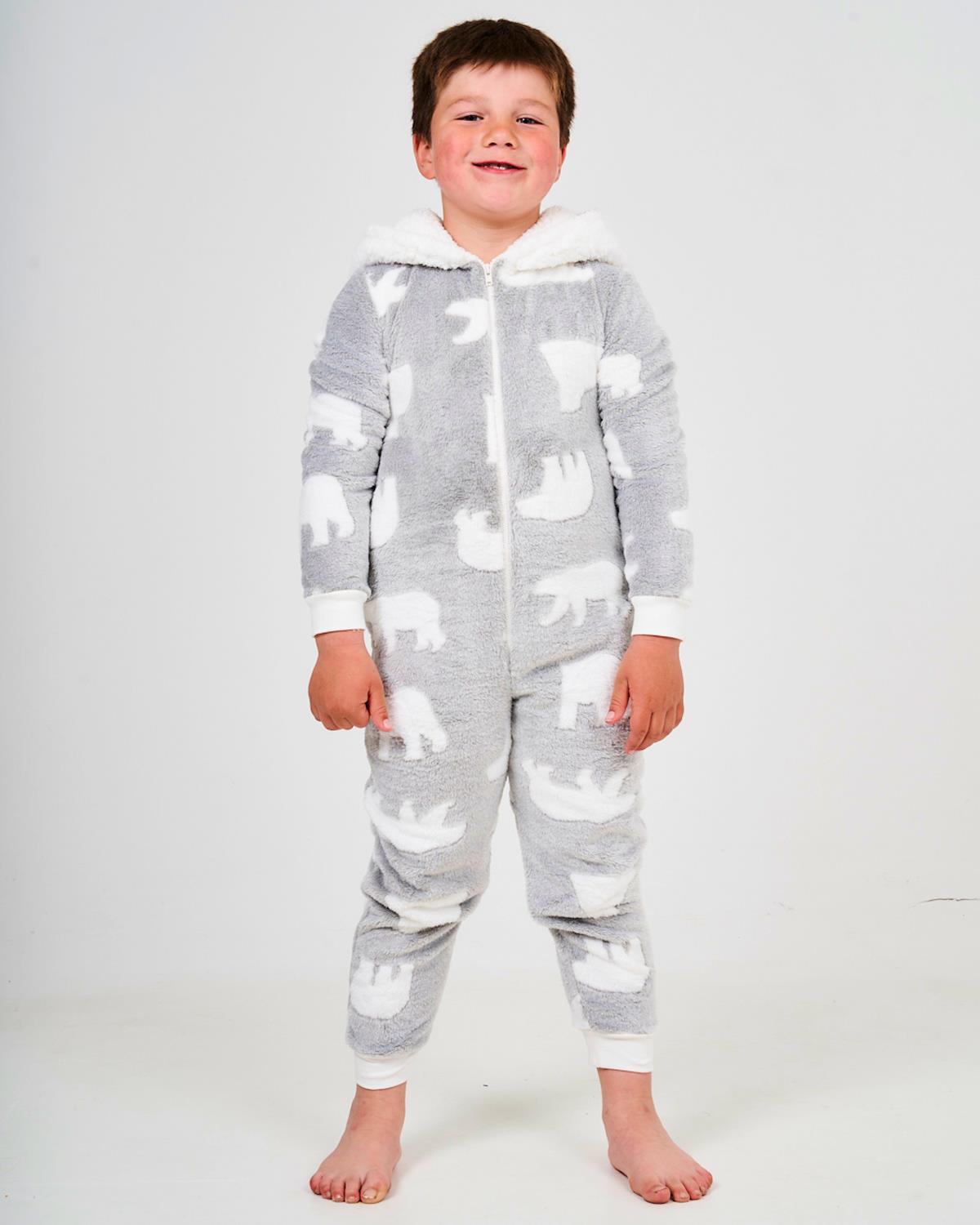 Kids Grey Polar Bear Onesie