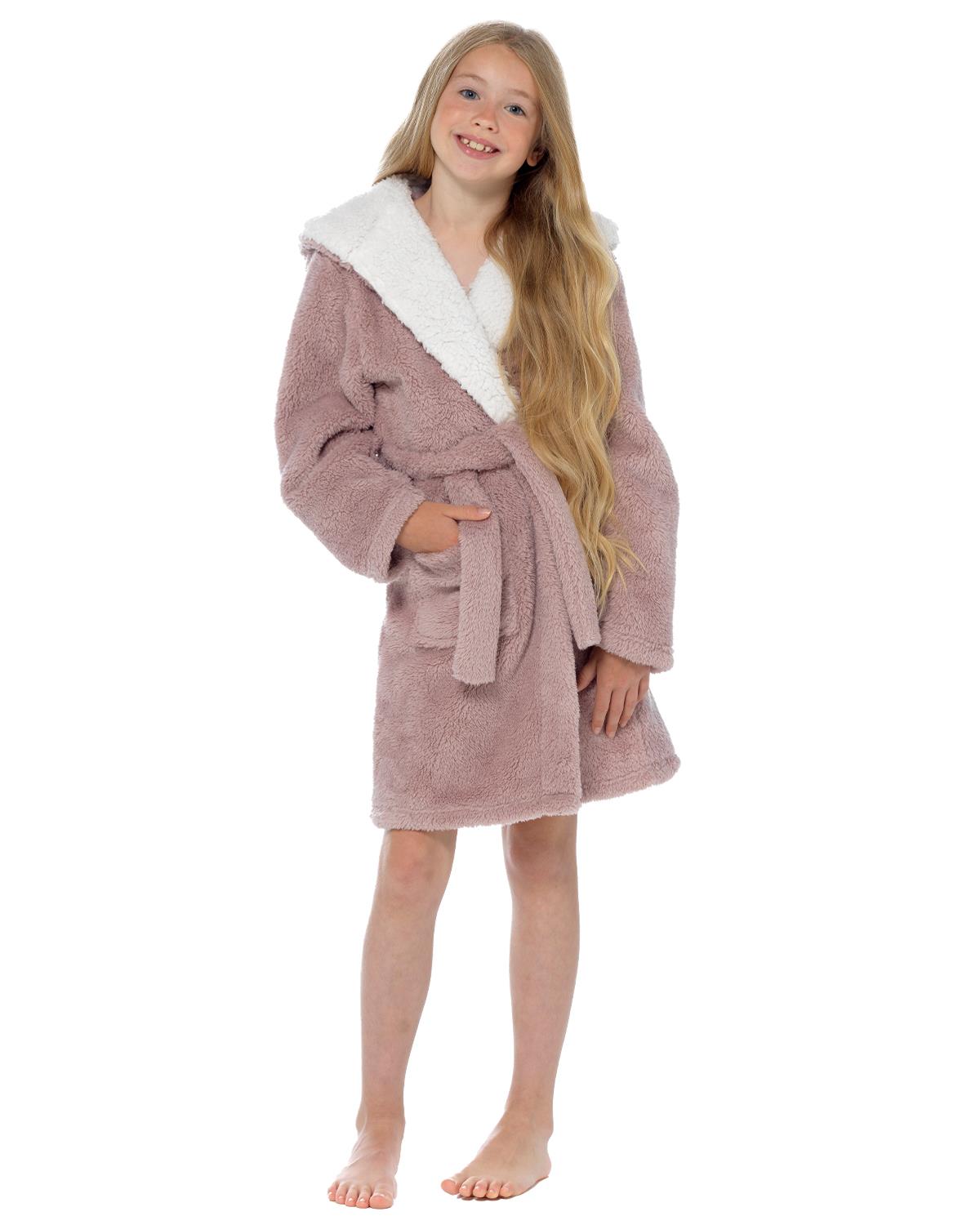 Slumber Hut Girls Shaggy Fleece Pug Dressing Gown