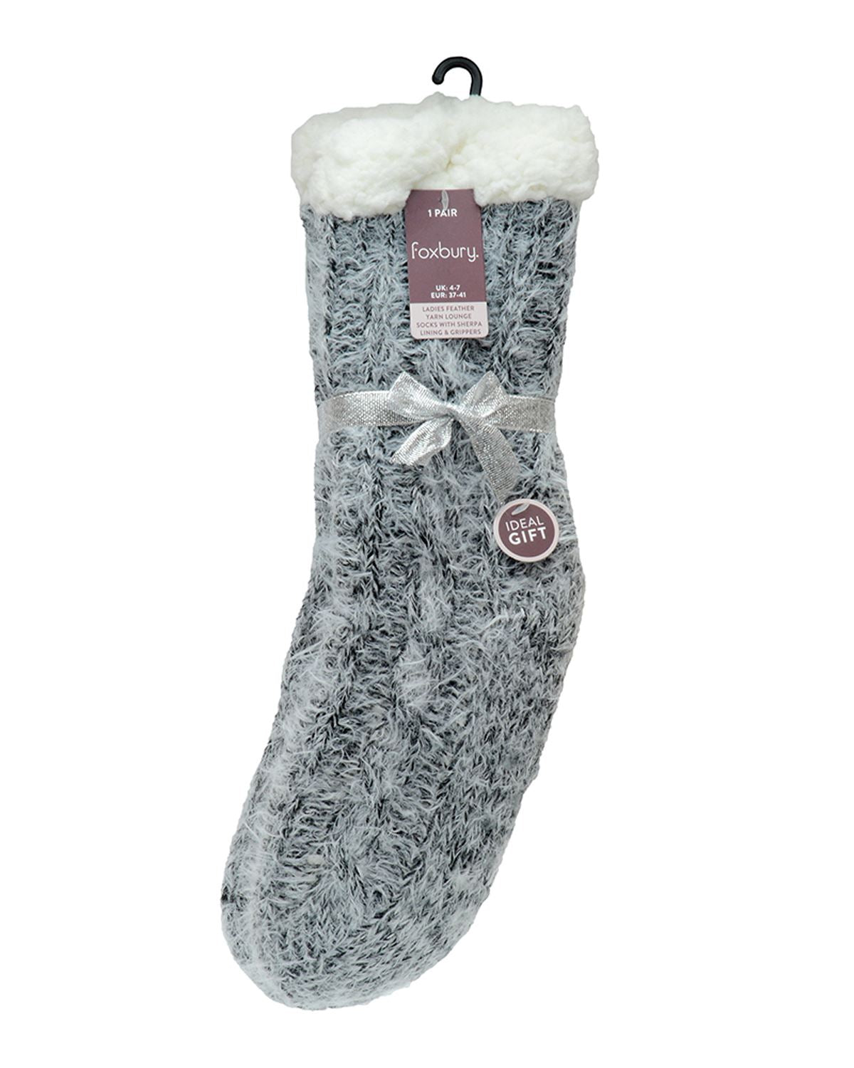 Foxbury Womens Feather Yarn Slipper Socks