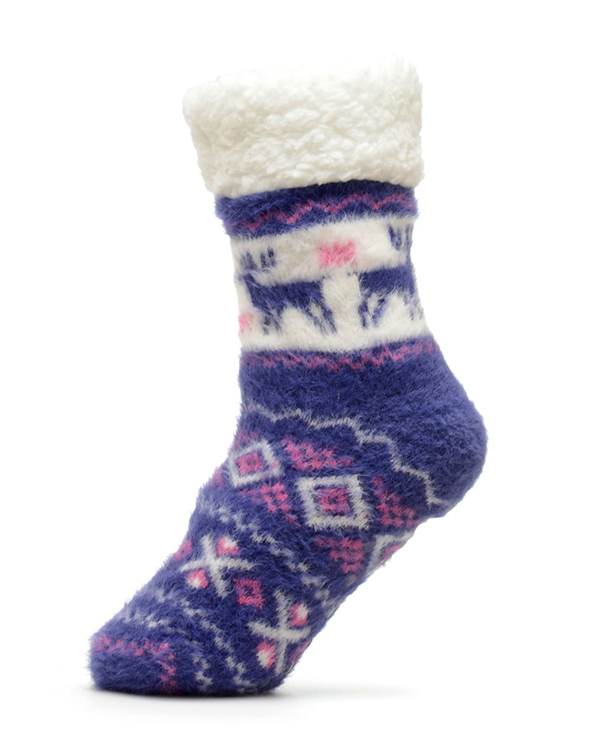 Foxbury Womens Fairisle Sherpa Lined Slipper Socks