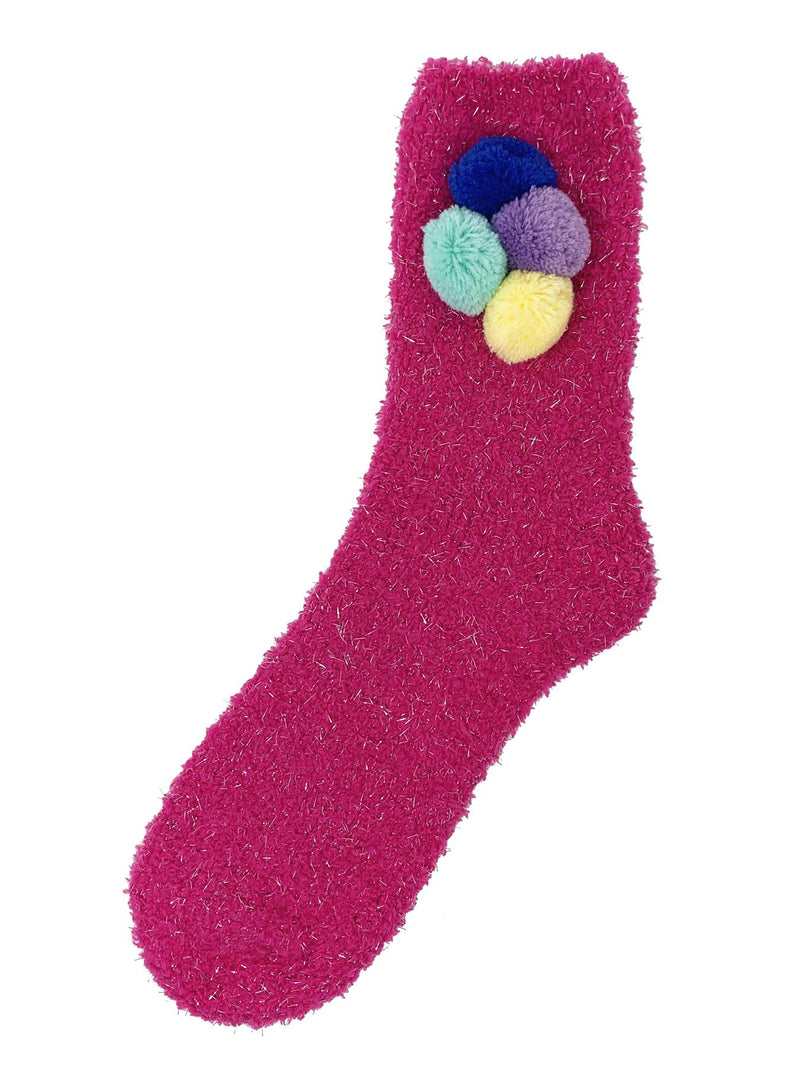 Nice Socks Womens Sparkly Pom Pom Cosy Socks