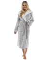 Womens Polished Fleece Sherpa Hood Dressing Gown