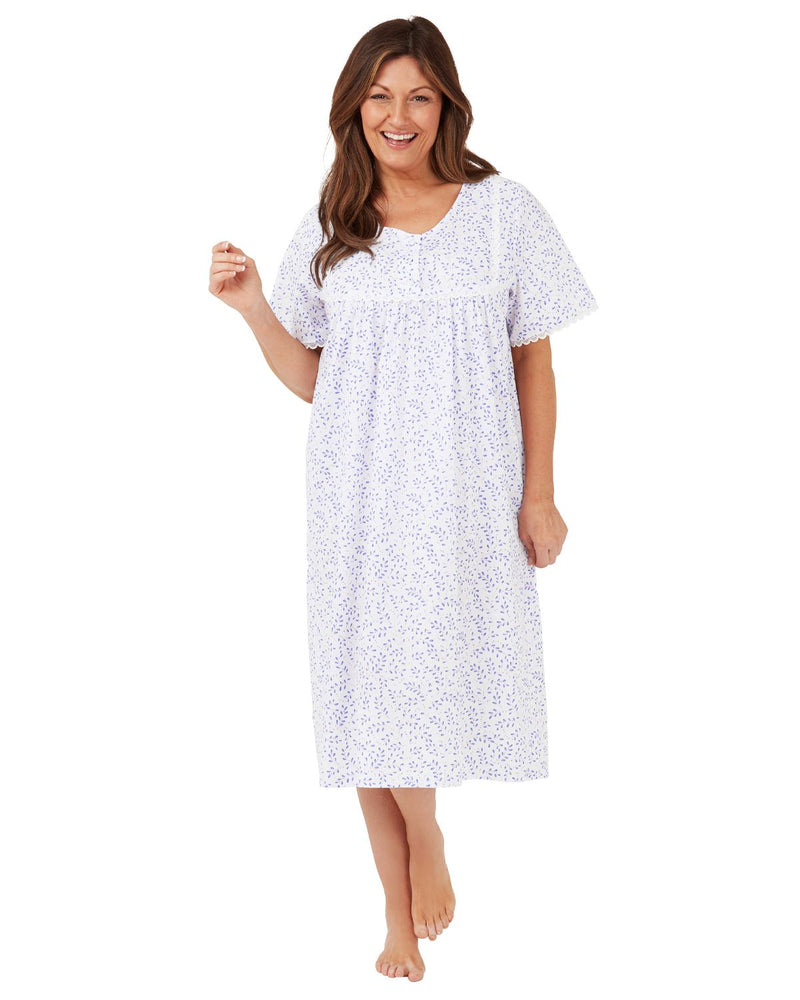 Marlon Womens Swirl Leaf Short Sleeve Nightie