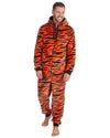 Mens Novelty Orange Tiger Fleece Onesie