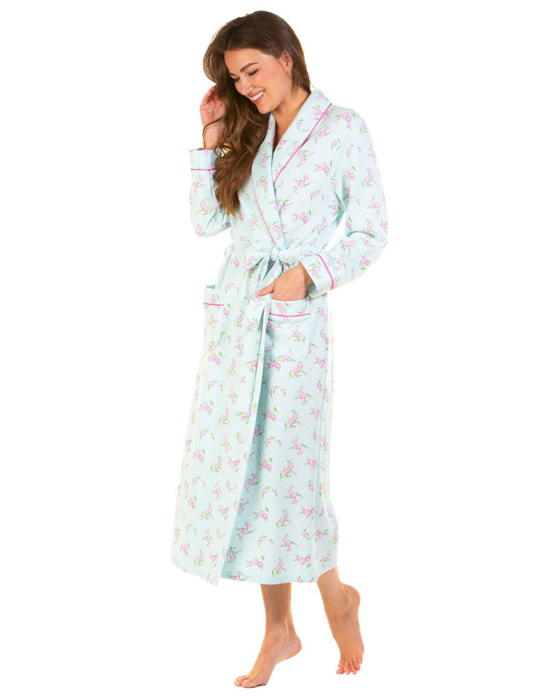 La Marquise Womens Primrose in Bloom Mock Quilt Robe