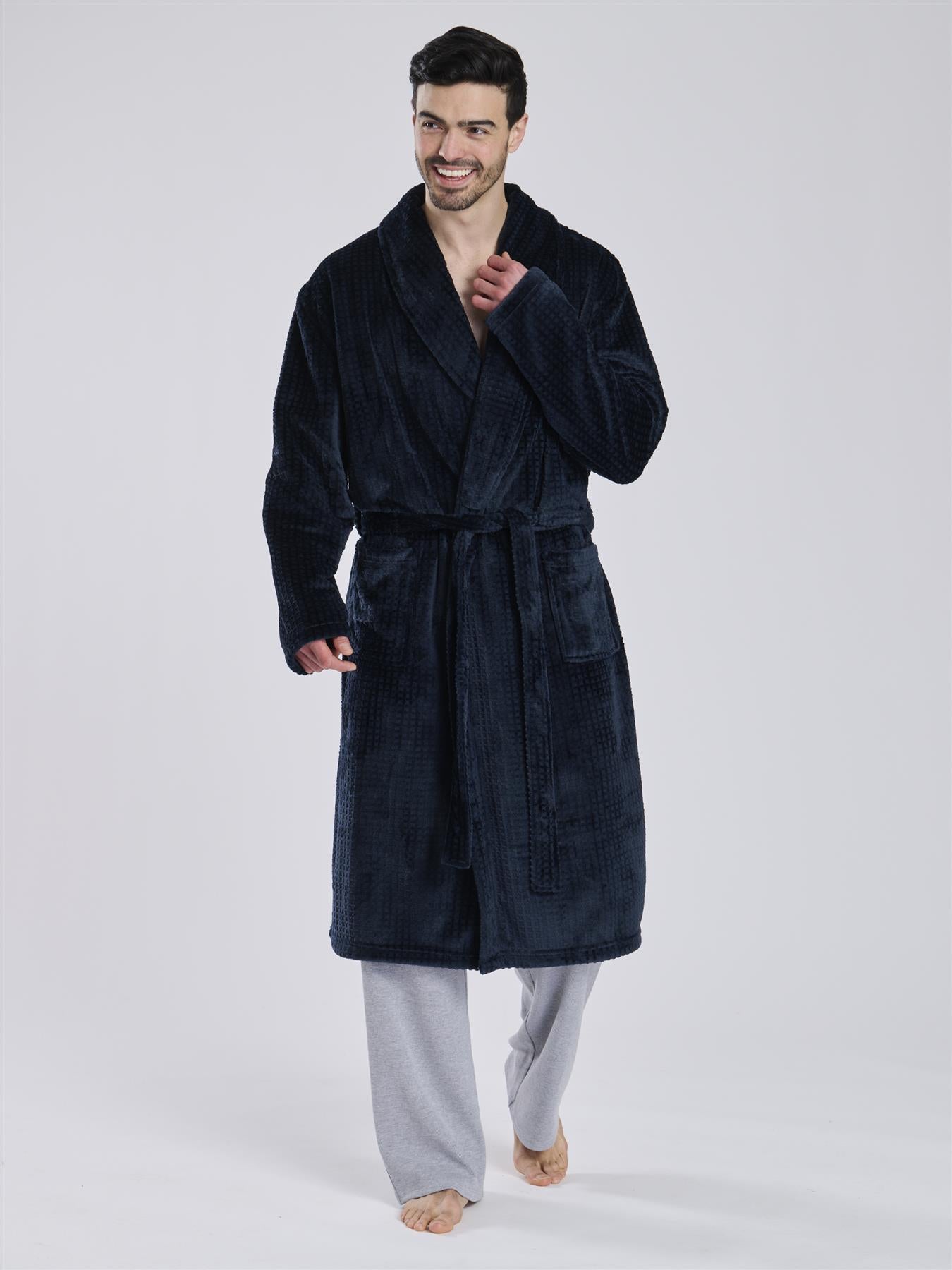 Loungeable Mens Waffle Fleece Dressing Gown