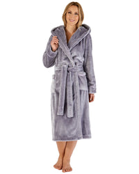 Slenderella Womens Luxury Flannel Fleece 46" Hooded Robe