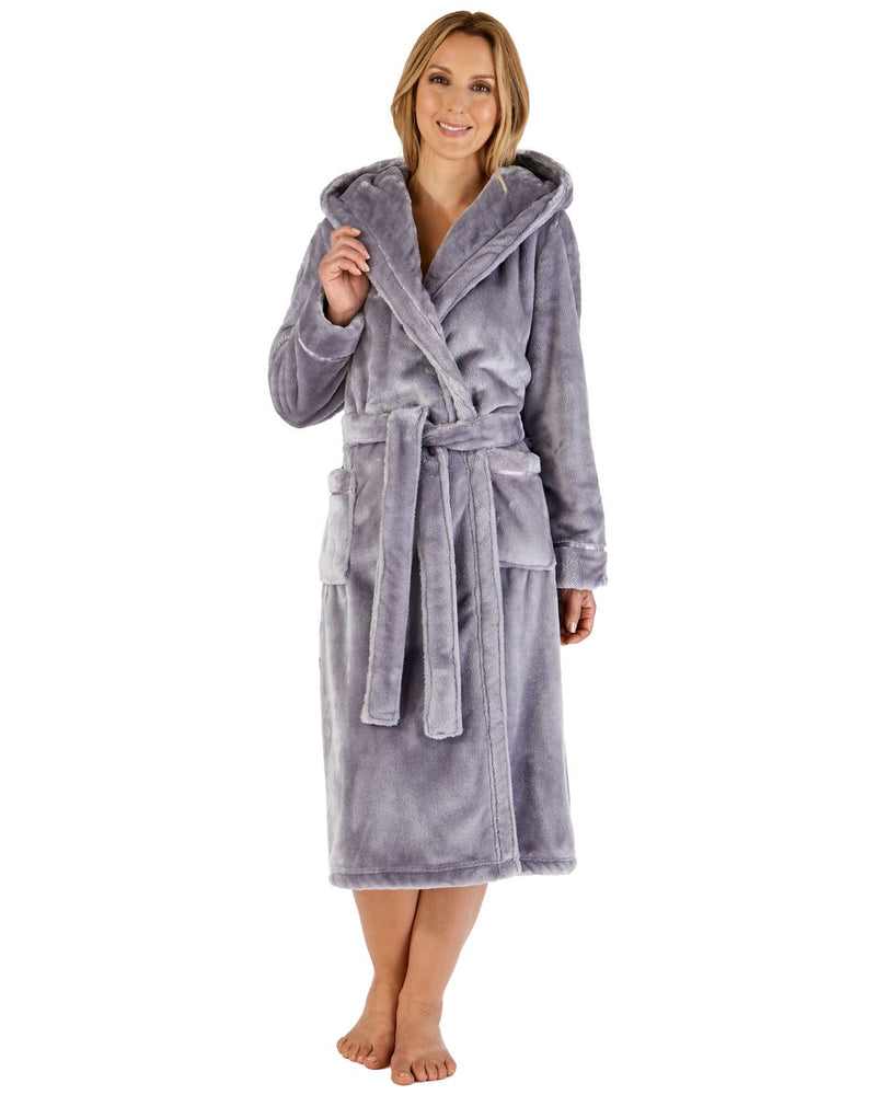 Slenderella Womens Luxury Flannel Fleece 46" Hooded Robe