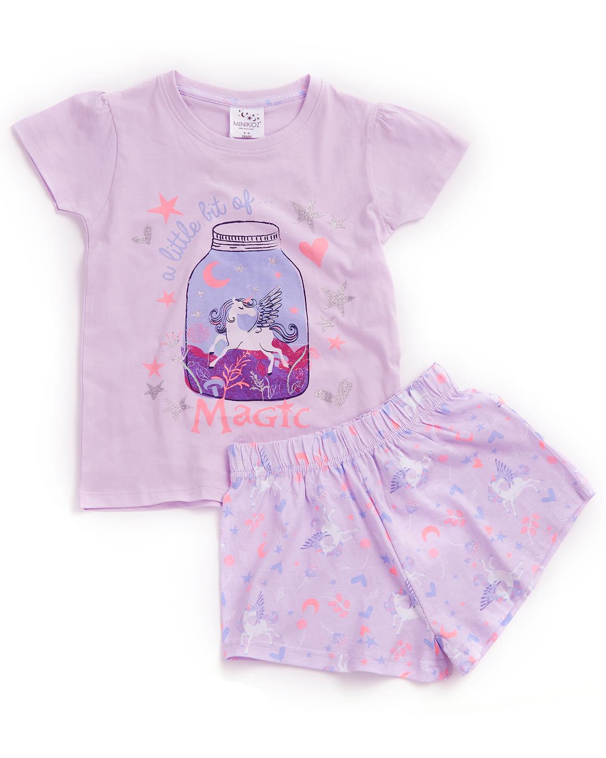 Girls Lilac Unicorn Short Pyjamas