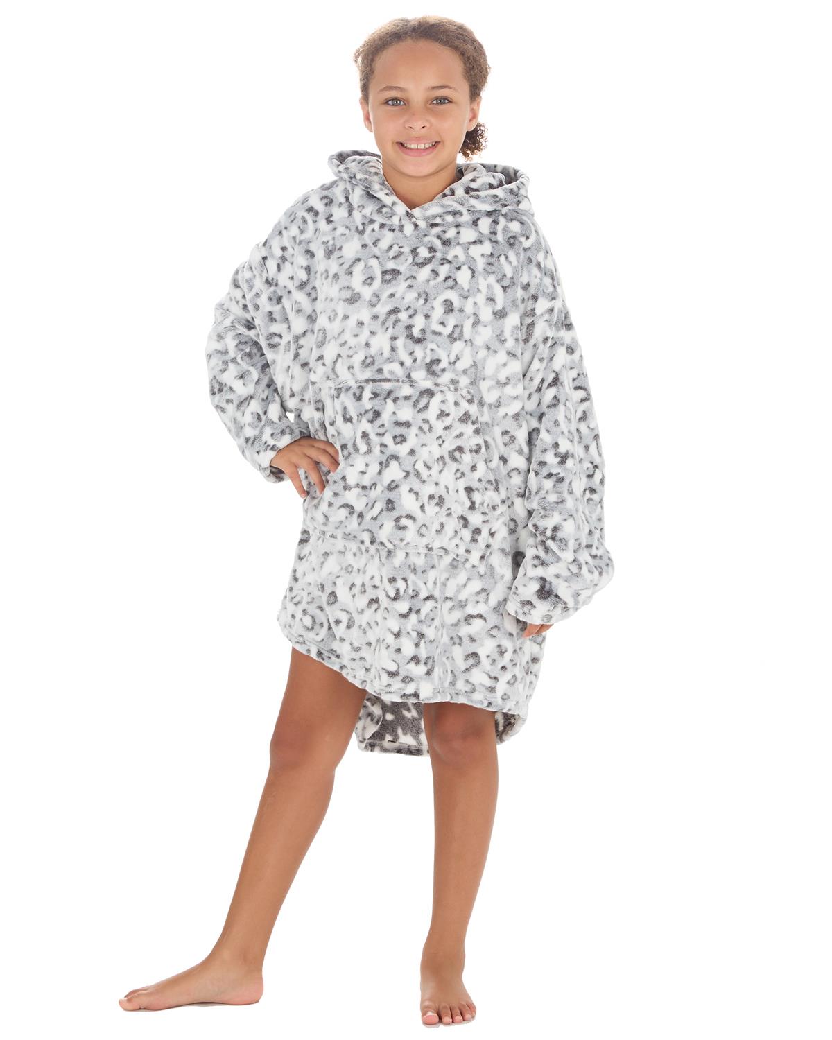 Huggable Girls Snow Leopard Snuggle Hoodie