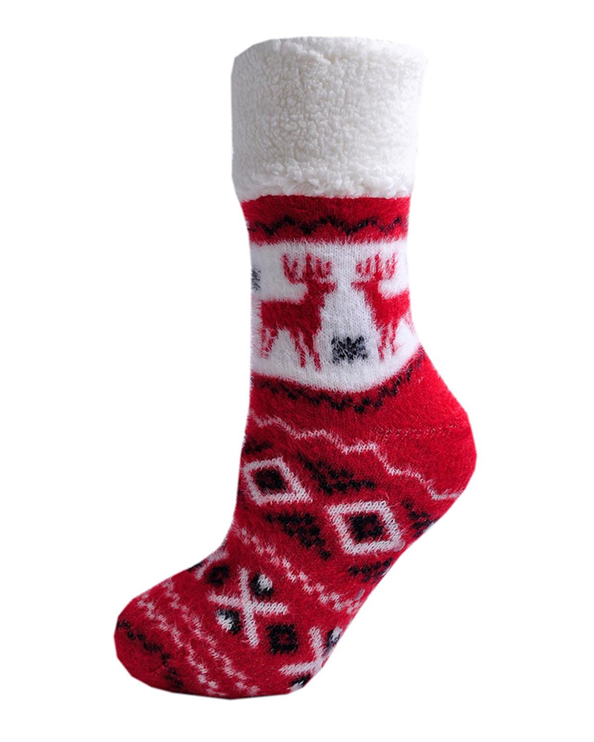 Foxbury Womens Fairisle Sherpa Lined Slipper Socks