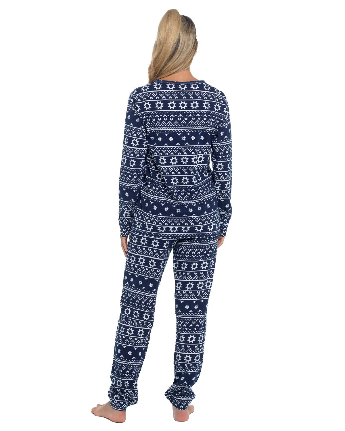 Slumber Hut Womens Jersey Navy Fairisle Pyjamas